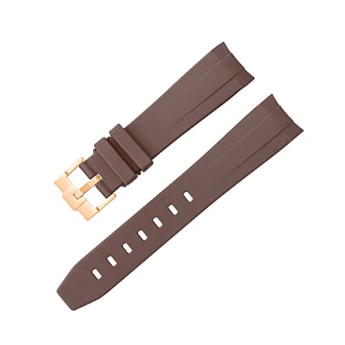 20mm 21mm Gummi-Uhr-Gurt fit für Rolex Fit für Deepsea Fit für Omega Watch at150 Seamaster 007 Bogen gebogene End-Männer Frauen Uhren-Uhr-Uhrengurt (Farbe: Brown-Rosegold, Größe: 20 mm) decoration von KOIAMVZW
