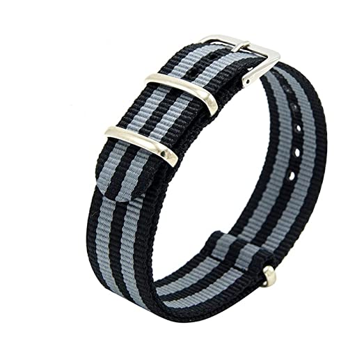 KOIAMVZW Heavy Duty Nylon Canvas -Gurt 18mm 20 mm 20 mm 22 mm gestreiftes Mode Ersatz -Uhrenband Nylon Fit für NATO Watchband Uhrengurt (Farbe: Schwarz grau, Größe: 22 mm) decoration von KOIAMVZW