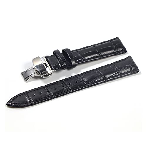 KOIAMVZW Leder Uhrenbänder 20mm Universal Watch Butterfly Schnalle Band Stahlschnalle Gurt 22mm Uhrenband Uhrengurt (Farbe: Schwarz-S, Größe: 22 mm) decoration von KOIAMVZW