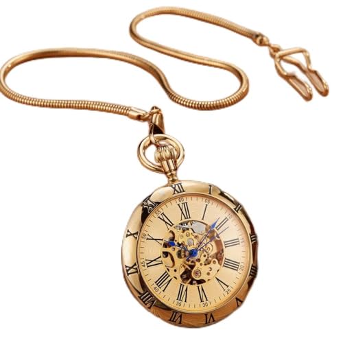 KOIAMVZW Luxus Kupfer Silber Automatische mechanische Taschenuhr Uhr FOB Kette Wache Römische Zahlen Uhr Taschenuhren Decoration von KOIAMVZW