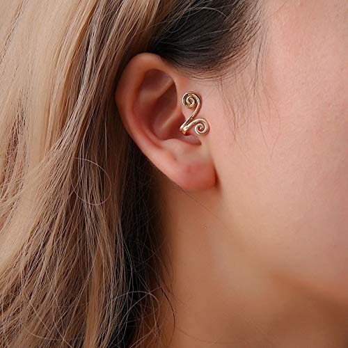 Minimalistische Akupressur-Ohrringe für Frauen, nicht-durchbohrende Spiral-Clip-On-Ohrringe mit glücklichem Wolken- und Gras-Design (Gold), 2 Stück von KOICCVQQ