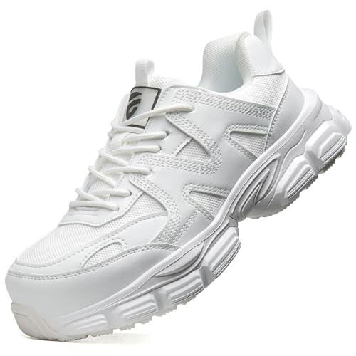KOIFISH Sicherheitsschuhe Damen Leicht Arbeitsschuhe rutschfest mit Stahlkappe Sportlich Atmungsaktiv Schutzschuhe Weiß/42 von KOIFISH