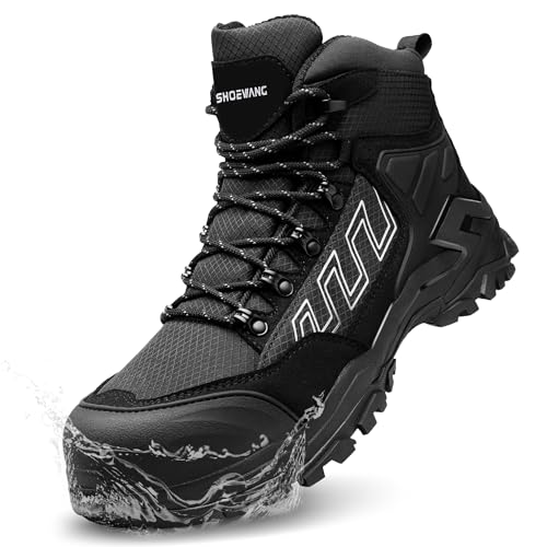 KOIFISH Sicherheitsstiefel Herren Damen Wasserdicht Arbeitsschuhe mit Kompossitkappe Rutschfest Sicherheitsschuhe Hoch Leicht Arbeitsstiefel Antistatisch Dämpfung Schutzschuhe S2506/Schwarz 38 von KOIFISH