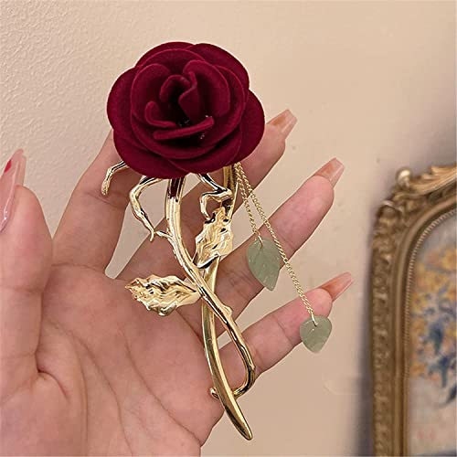 ❀Hai-Clip,Haarkrallen-Clips, Retro Rote Rose Haarnadel Hinterkopf Ein Wort Haarnadel Koreanische Hai Clip Kopfbedeckung -1 (Farbe: 2) (Farbe: 2) (Color : Ts5226 2) von KOINEN