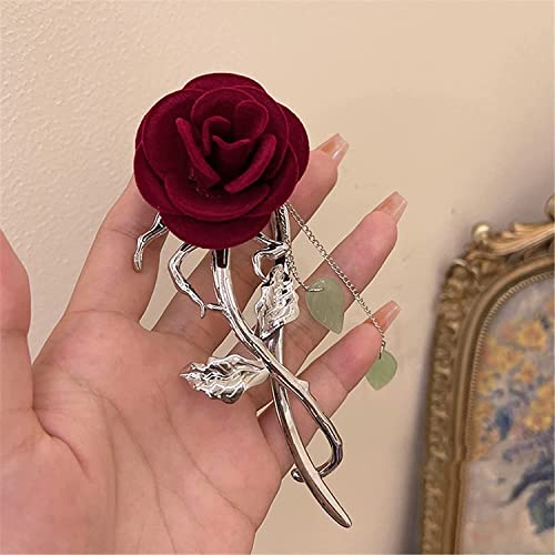 ❀Hai-Clip,Haarkrallen-Clips, Retro Rote Rose Haarnadel Hinterkopf Ein Wort Haarnadel Koreanische Hai Clip Kopfbedeckung -1 (Farbe: 2) (Farbe: 2) (Color : Ts5226 3) von KOINEN