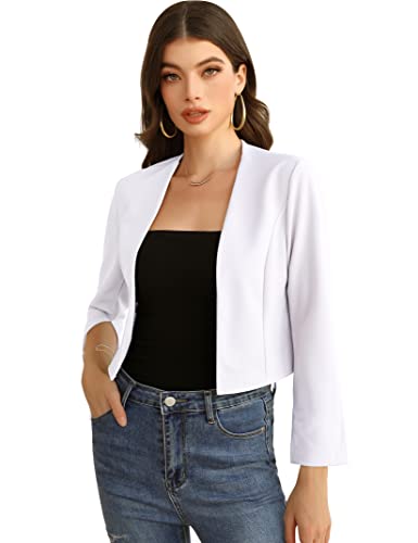 KOJOOIN Damen Bolero Festlich 3/4 Ärmel Chiffon Bolero Hochzeit Elegante Bolerojacke auf Kleider Weiß,XXL von KOJOOIN