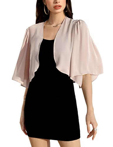 KOJOOIN Damen Bolero Festlich 3/4 Ärmel Chiffon Bolero Hochzeit Elegante Bolerojacke auf Kleider von KOJOOIN