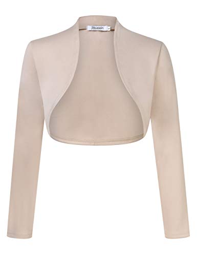 KOJOOIN Damen Bolero Kurze Strickjacke Festlich Kurz Cardigan Elegant Schulterjacke A-Champagner XL（Verpackung MEHRWEG） von KOJOOIN