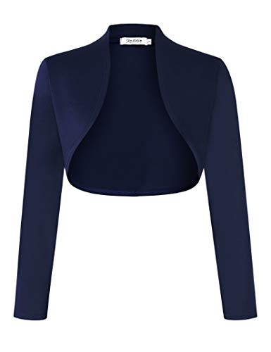 KOJOOIN Damen Bolero Kurze Strickjacke Festlich Kurz Cardigan Elegant Schulterjacke A-Navy Blau M（Verpackung MEHRWEG） von KOJOOIN