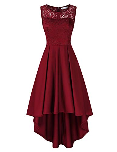 KOJOOIN Damen Kleider Abendkleider Brautjungfernkleider für Hochzeit Cocktailkleid Unregelmässiges Langes Spitzenkleid von KOJOOIN