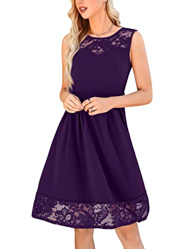 KOJOOIN Damen Kleider Spitzenkleid Festliches Cocktailkleid Ärmellos Knielang Ballkleid von KOJOOIN