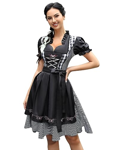 KOJOOIN Dirndl Damen midi 2tlg.Trachtenkleid für Oktoberfest inkl. Dirndl Kleid,Dirndlschürze Gr.34 bis 48(Verpackung MEHRWEG) von KOJOOIN