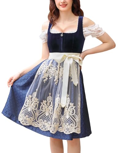 KOJOOIN Kurz Dirndl Damen 3Tlg. Trachtenkleid Midi für Oktoberfest mit Spitzenschürze Blau 38 KOJOOIN Kurz Dirndl Damen 3Tlg. Trachtenkleid Midi für Oktoberfest mit Spitzenschürze Blau 38 von KOJOOIN