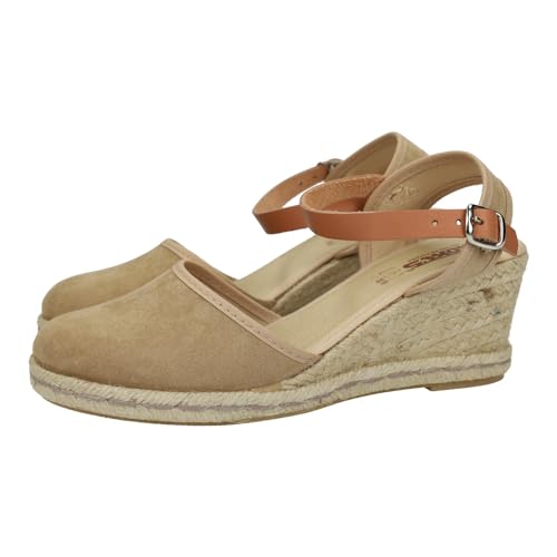 KOKIS 3560 Sandalen aus Wildleder für Mädchen, braun, vielseitiges Design, Keilabsatz und geschlossene Zehenpartie, hergestellt in Spanien für Damen, Espadrilles, Rostbraun, 37 EU von KOKI'S