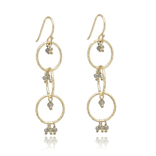 KOKO Labradorit Ohrringe, Hängend Echt Labradoriten Edelstein Ohrringe natürlichen Steinen für Frauen, junge Mädchen, 18k vergoldet, in Geschenkbox von KOKO