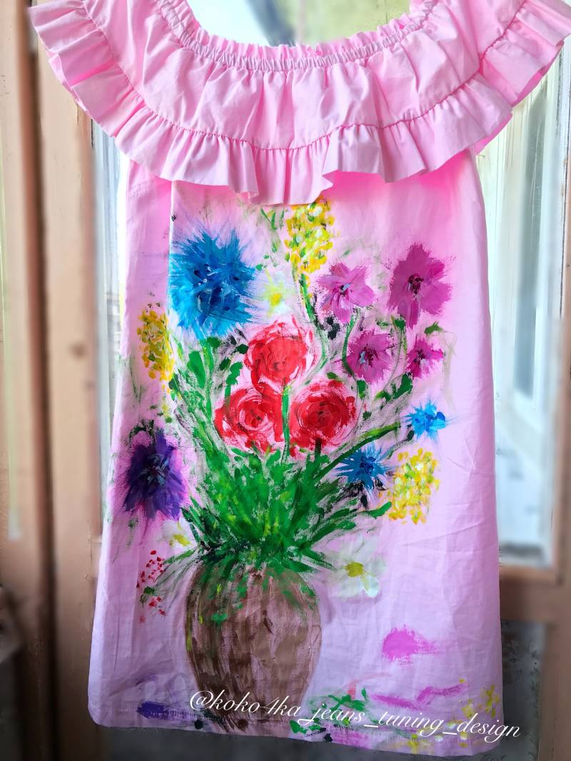 Festliches Kleid Damenkleid Handgemalt Mit Bild Designerkleid Exklusives Bademantel Wearable Art Sommerkleid Exclusiv von KOKO4KAjeansTUNING