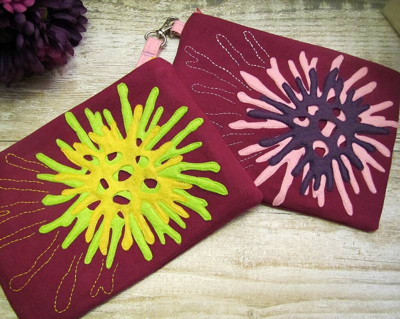 Personalisierte Filz-Clutch Mit Armband Blumenapplikation Handtasche von KOKORICOLDStore