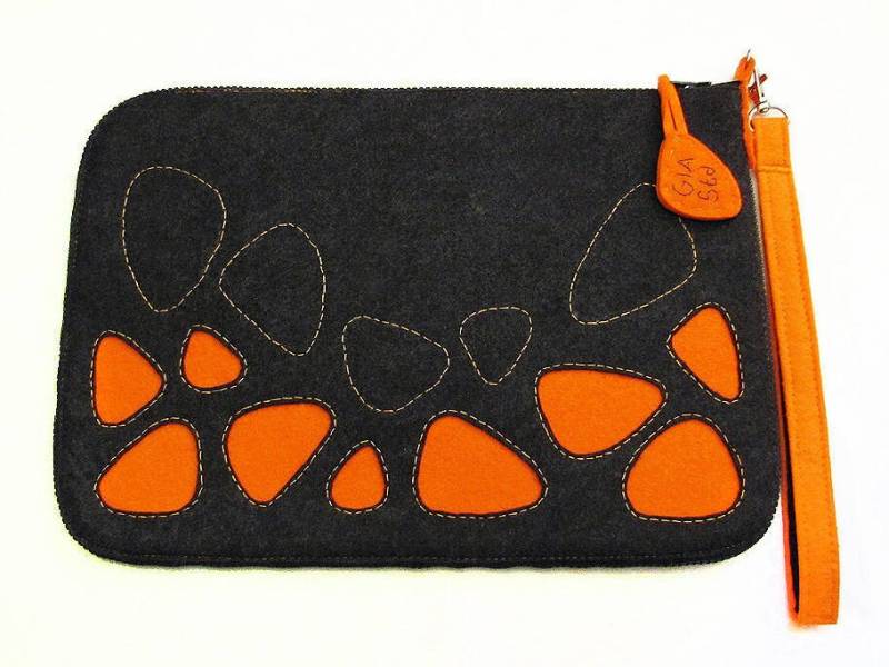Personalisierte Filz Clutch Moderne Orange Handtasche Mit Handschlaufe von KOKORICOLDStore