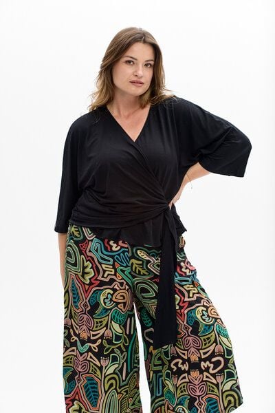 Bluse Lena – Wickeloptik aus Viskose – 3/4 Kimonoärmel – klassisch & bequem – 100% in EU fair produziert – KOKOworld von KOKOworld