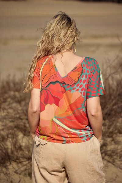 KOKOworld Bluse Saja – weiche Viskose weiter Schnitt reversible V-Ausschnitt – bequem für Yoga – Fair produziert von KOKOworld