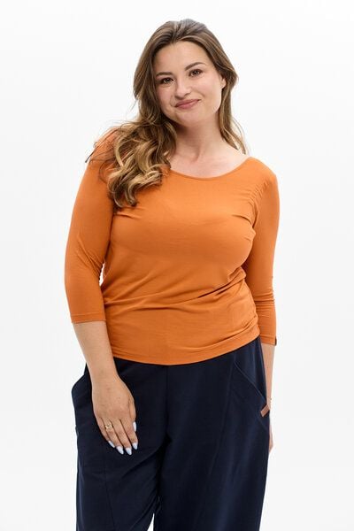 Bluse Salsa – figurbetontes Shirt aus Viskose – Rückenausschnitt – 3/4-Arm – 100% in der EU fair produziert – KOKOworld von KOKOworld
