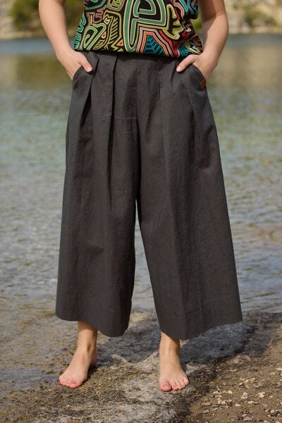 KOKOworld Culottes Timan – 100% Leinen – Weite – Knöchellänge – Eingrifftaschen – Fair produziert in Polen von KOKOworld