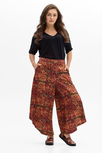 Hose Baobab – Weite Hosen mit ausgestelltem Bein – Taschen – Farbenfroher einzigartiger Print von KOKOworld – 100% in der EU fair produziert von KOKOworld