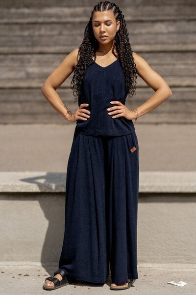 Hose Roma – Elegante lange & weite – Taschen – Viskose mit Leinen – Fair produziert in Polen – KOKOworld von KOKOworld