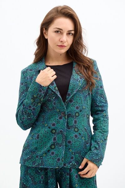 Jacke Pino Damen – taillierter Blazer aus Bio-Baumwolle – nachhaltig & fair produziert in der EU – einzigartiger KOKOworld Print von KOKOworld
