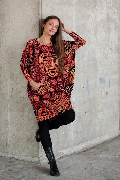 KOKOworld Kleid Toa – aus weicher Viskose – mit Bootsausschnitt und praktischen Taschen – Fair produziert in Polen von KOKOworld