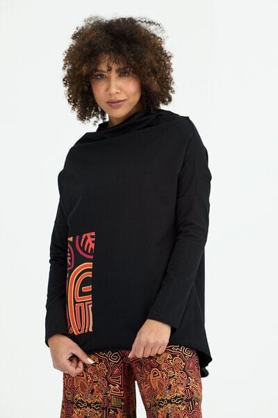 KOKOworld Oberteil Minimal Pocket – Verlängertes mit langärmeliges Sweatshirt – Große Tasche – Oversize-Schnitt – Asymmetrische Nähte – Fair produziert in Polen von KOKOworld