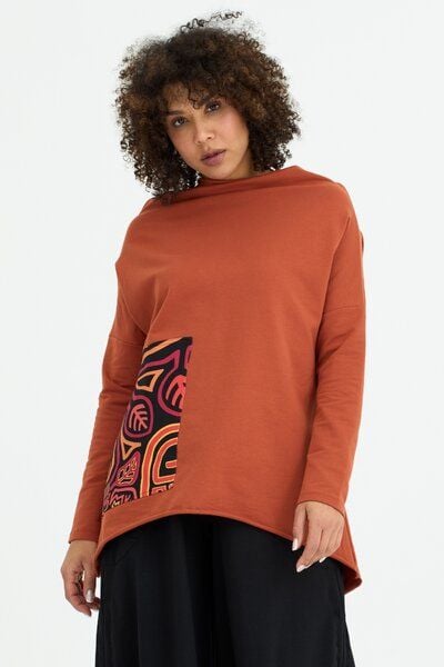 KOKOworld Oberteil Minimal Pocket – Verlängertes mit langärmeliges Sweatshirt – Große Tasche – Oversize-Schnitt – Asymmetrische Nähte – Fair produziert in Polen von KOKOworld