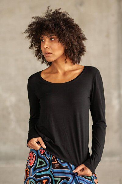 KOKOworld Papaya Damen Basic Longsleeve aus Viskose – weich & elastisch – Fair produziert in EU – für Yoga & Alltag von KOKOworld