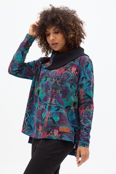 KOKOworld Sweatshirt Cinta – Oversize-Schnitt – Boot-Ausschnitt mit breitem Rippkragen – farbenfroher Print – fair produziert in der EU von KOKOworld