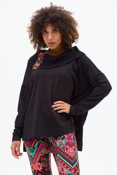 KOKOworld Sweatshirt Cinta – Oversize-Schnitt – Boot-Ausschnitt mit breitem Rippkragen – farbenfroher Print – fair produziert in der EU von KOKOworld