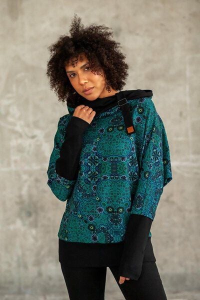 KOKOworld Sweatshirt Pulli Poko – Kimono-Schnitt mit Schal-Kapuze & Gürtel – Bio-Baumwolle, fair & nachhaltig in EU produziert – bequem für Alltag, Homewear & Capsule Wardrobe von KOKOworld