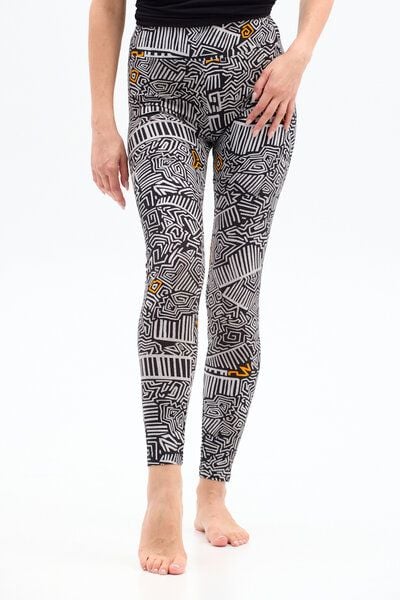 Leggings Gallo Damen – aus Bio-Baumwolle mit Elasthan – nachhaltige Yoga-Leggings im einzigartigen KOKOworld-Print – fair & bequem für Pilates, Alltag & Reisen von KOKOworld