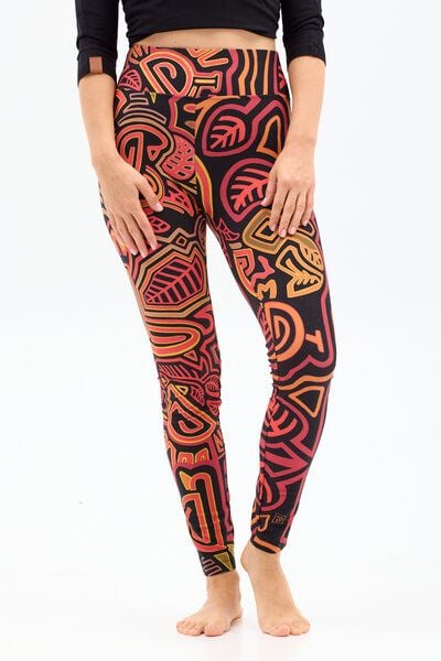 Leggings Gallo Damen – aus Bio-Baumwolle mit Elasthan – nachhaltige Yoga-Leggings im einzigartigen KOKOworld-Print – fair & bequem für Pilates, Alltag & Reisen von KOKOworld