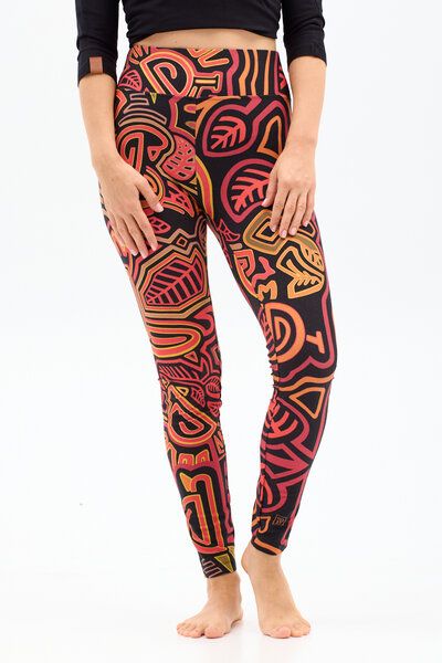 Leggings Gallo Damen – aus Bio-Baumwolle mit Elasthan – nachhaltige Yoga-Leggings im einzigartigen KOKOworld-Print – fair & bequem für Pilates, Alltag & Reisen von KOKOworld