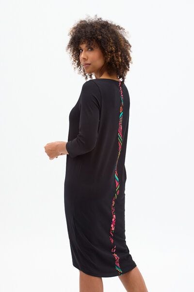 Sukienka Neko Damen – aus Bio-Baumwolle mit 3/4-Ärmel & Bootsausschnitt & Taschen – schlicht & bequem mit KOKOworld-Print-Detail – Fair Fashion aus der EU von KOKOworld