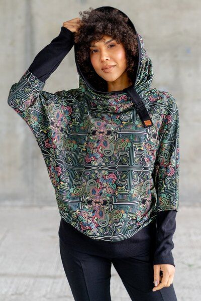 KOKOworld Sweatshirt Pulli Poko – Kimono-Schnitt mit Schal-Kapuze & Gürtel – Bio-Baumwolle, fair & nachhaltig in EU produziert – bequem für Alltag, Homewear & Capsule Wardrobe von KOKOworld