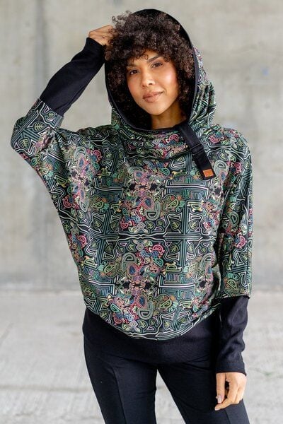 KOKOworld Sweatshirt Pulli Poko – Kimono-Schnitt mit Schal-Kapuze & Gürtel – Bio-Baumwolle, fair & nachhaltig in EU produziert – bequem für Alltag, Homewear & Capsule Wardrobe von KOKOworld