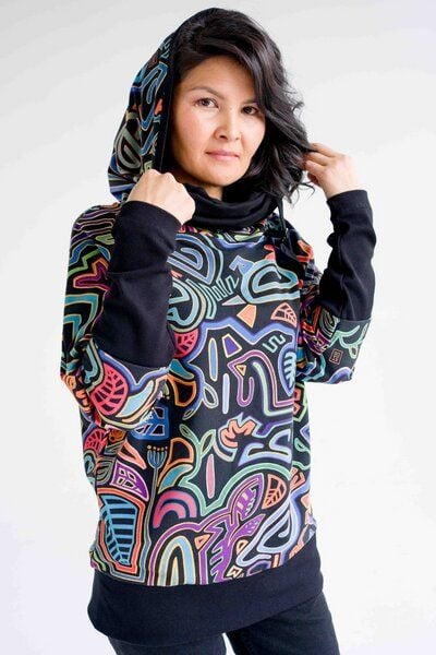 KOKOworld Sweatshirt Pulli Poko – Kimono-Schnitt mit Schal-Kapuze & Gürtel – Bio-Baumwolle, fair & nachhaltig in EU produziert – bequem für Alltag, Homewear & Capsule Wardrobe von KOKOworld