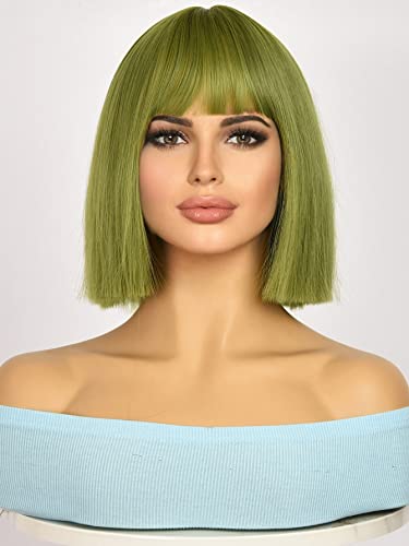 Synthetic Wig for Women Girl Short Straight Synthetic Wig With Bangs Extensions Hairpieces For Party von KOLANDA