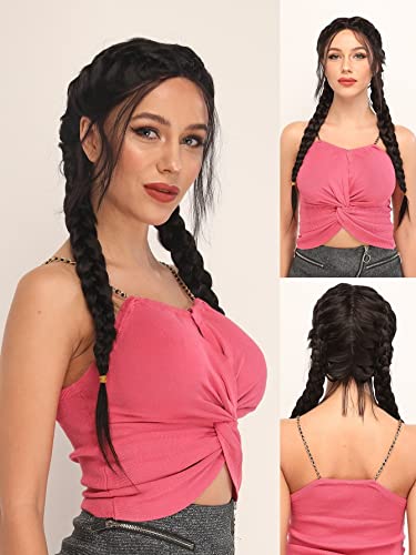 Synthetic Wig for Women Girl T-Part Lace Front Long Braided Synthetic Wig Extensions Hairpieces For Party von KOLANDA