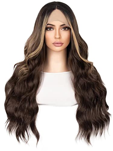 Synthetic Wig for Women Girl T-part Lace Front Long Synthetic Wig Extensions Hairpieces For Party von KOLANDA