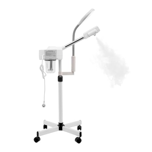 2 in 1 Gesichtsdampfer 5X LED Lupenleuchte Dampfgerät Stehlampe Bedampfer mit Lupenlampe Facial Steamer für Spa Salon Schönheit Multifunktions Gesicht Feuchtigkeitsspendende Zuhause Instrument von KOLHGNSE