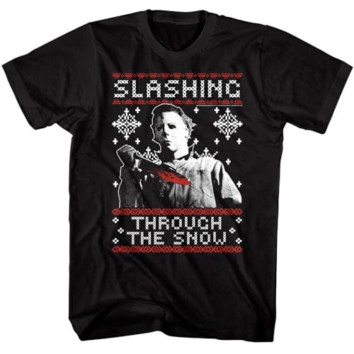 Halloween Slashing Through The Snow Men's T-Shirt Ugly Xmas Sweater Black 3XL von KOLITY