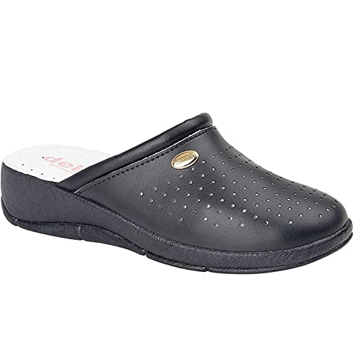Damen Clogs & Pantoletten beschichtetes Leder Garten Clogs Stillschuhe mit gepolsterter LederInnensohle Küchenschuhe Damen Clogs Pantoletten Schuhe für Damen Sommer Schuhe Größen 3642, marineblau, von KOLLACHE