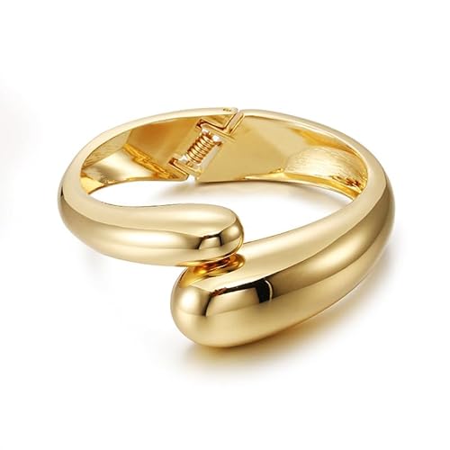 KOLODOGO Teardrop Chunky Gold Armbänder für Frauen Offene gehämmerte Manschette Armreif Armbänder Handgelenk Tropfenform Armband für Frauen als Schmuck Geschenke, 3, Metall, Kein Edelstein von KOLODOGO